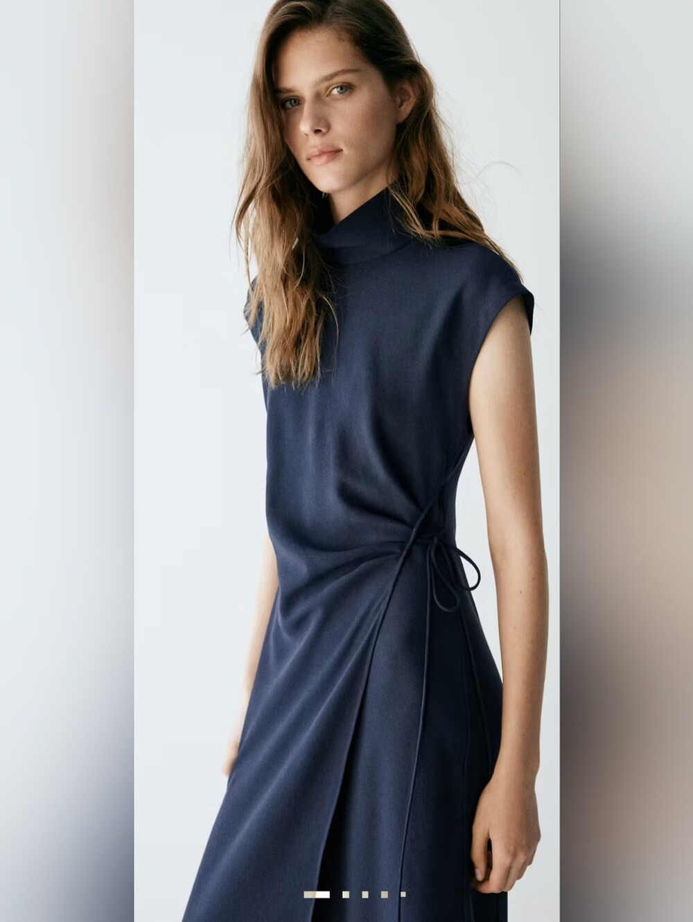 Mango FIRE! NWT! Turtleneck Wrap Dress in Dark Navy. Sz 6. R2S!